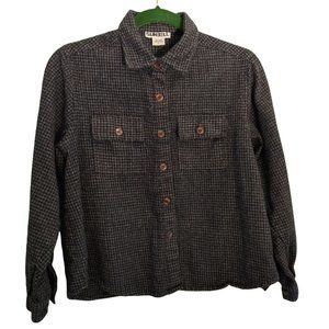 Sunbelt Wool Buttoned Jacket Dark Grey Checks Ladies Size L